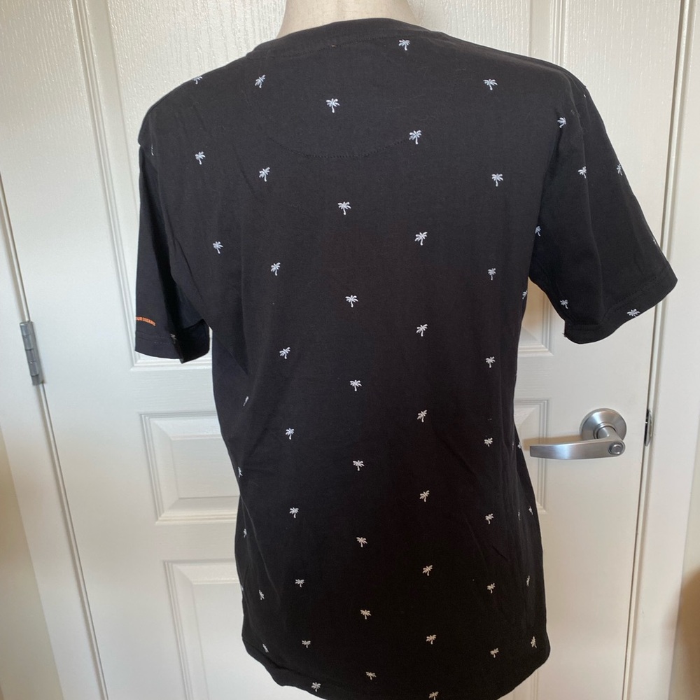 Denim & Flower Ricky Singh Black Tee with White Palm Accents - Picture 2 of 6